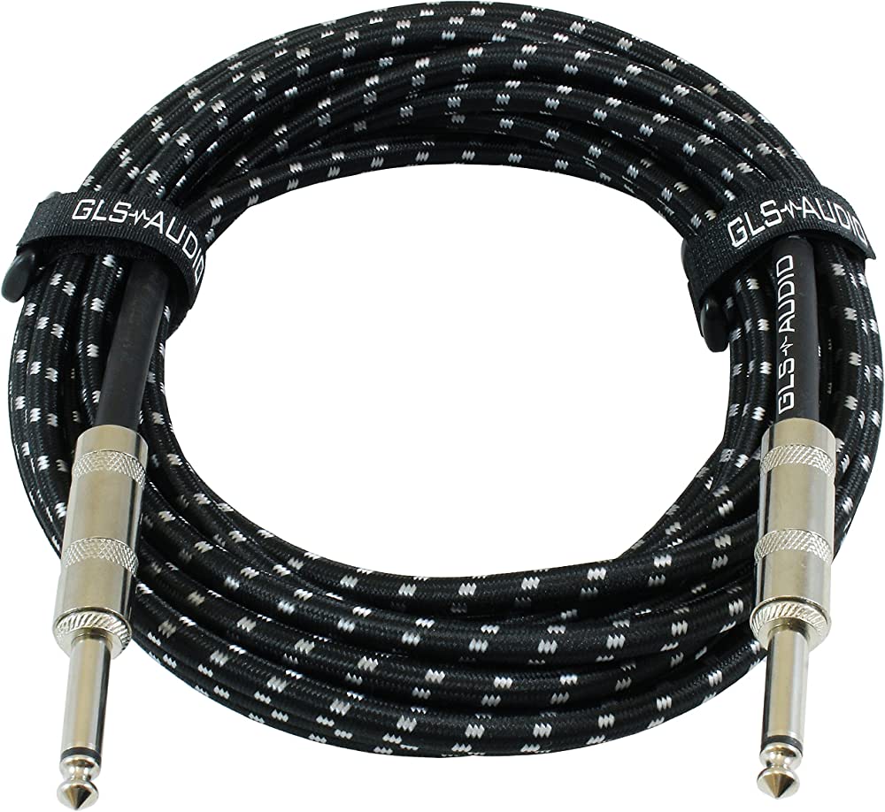 GLS Audio 20 Foot Guitar Instrument Cable - 1/4-Inch TS to 1/4-Inch TS 20 FT  Black Gray Tweed Cloth Jacket - 20 Feet Pro Guitar Cord 20' Phono 6.3mm  Cord - Single : Amazon.sg: Musical Instruments